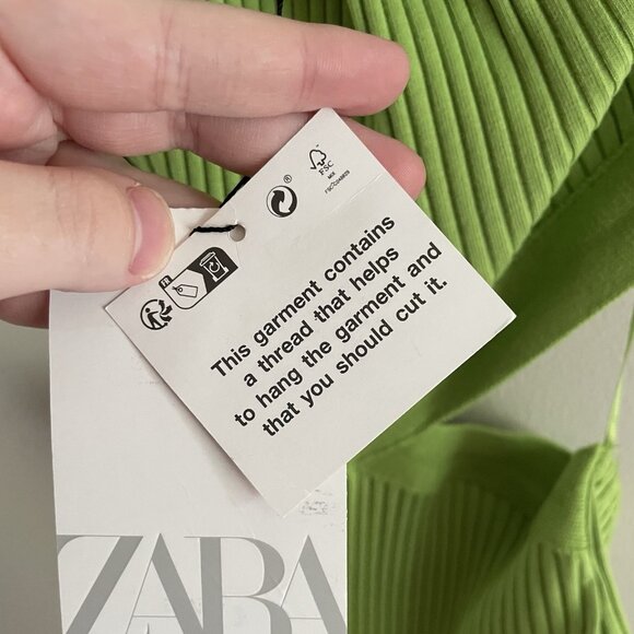 Zara Women S Green Ribbed Stretch Y2K Sleeveless Halter Neck Cutout Bodysuit NWT - Picture 10 of 16